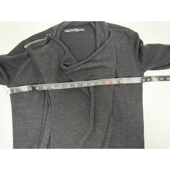 AllSaints Drina Cardigan Womens Size 4 Black Asymmetrical Zipper Drape Sweater - Picture 9 of 13